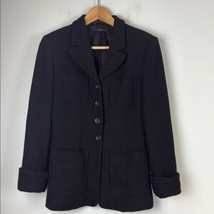 Sisley Black Button Front Boucle Blazer Size IT 42